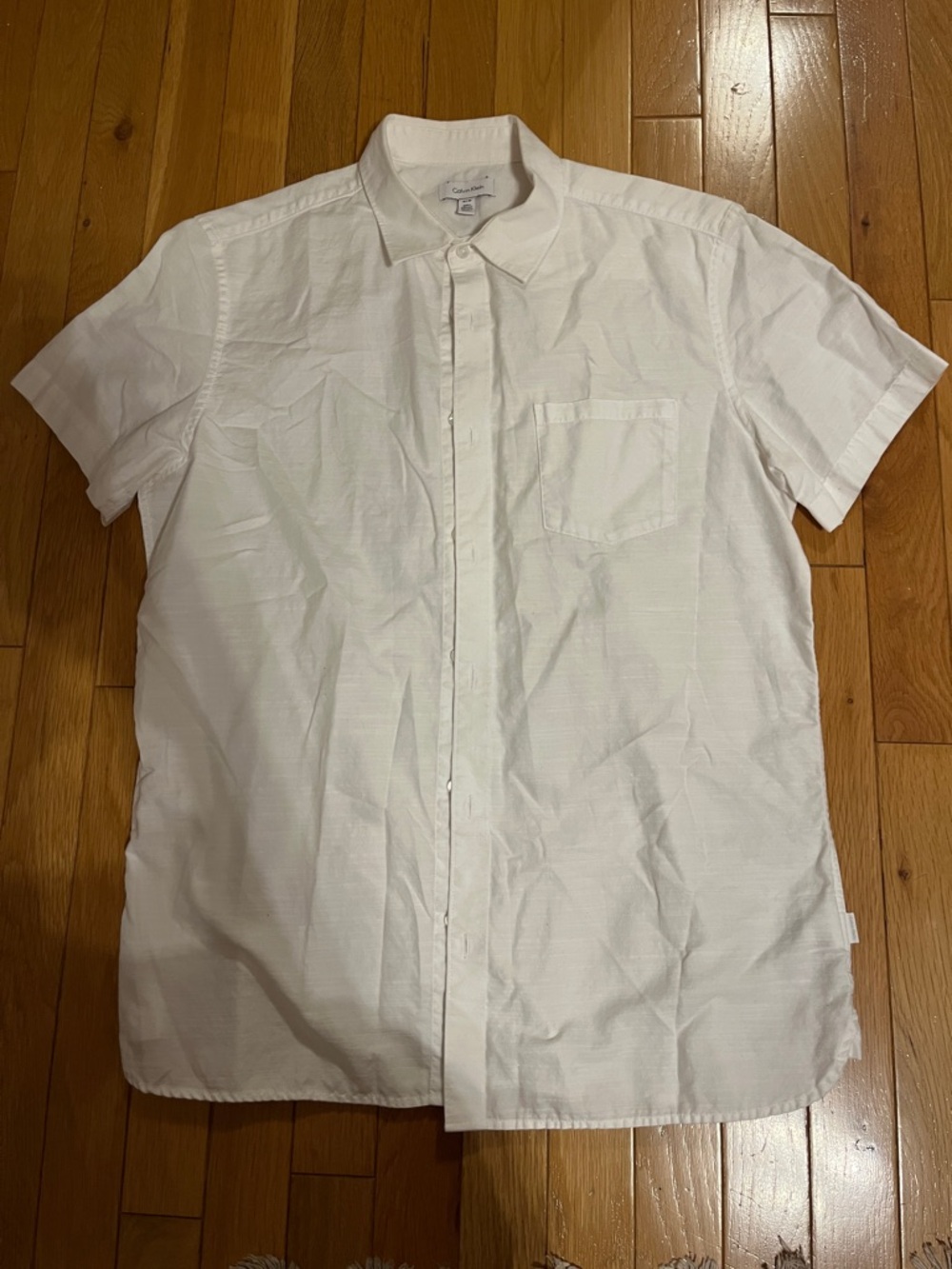 Calvin Klein white short sleeve button up shirt